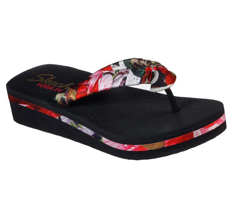 Skechers Vinyasa - Printed Fever - Womens Flip Flops Black/Multicolor [AU-SD1291]